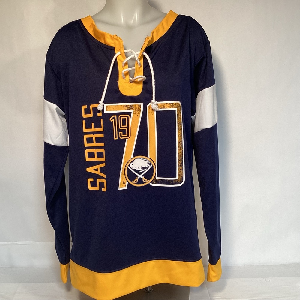 NHL Buffalo Sabers Blue And Gold Women’s Hockey Jersey Size XL